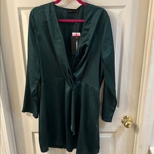 Dark Green Wrap Dress